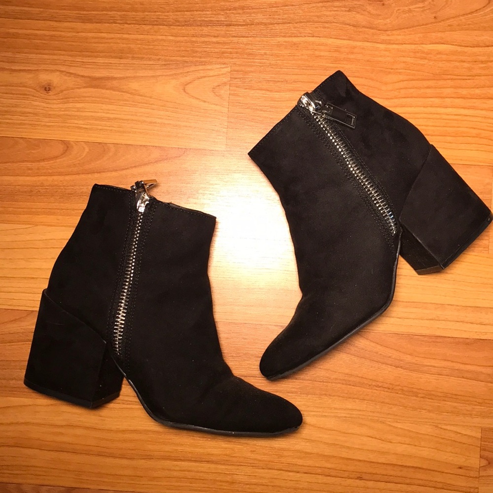 (LIKE NEW) Faux suede zip up boots